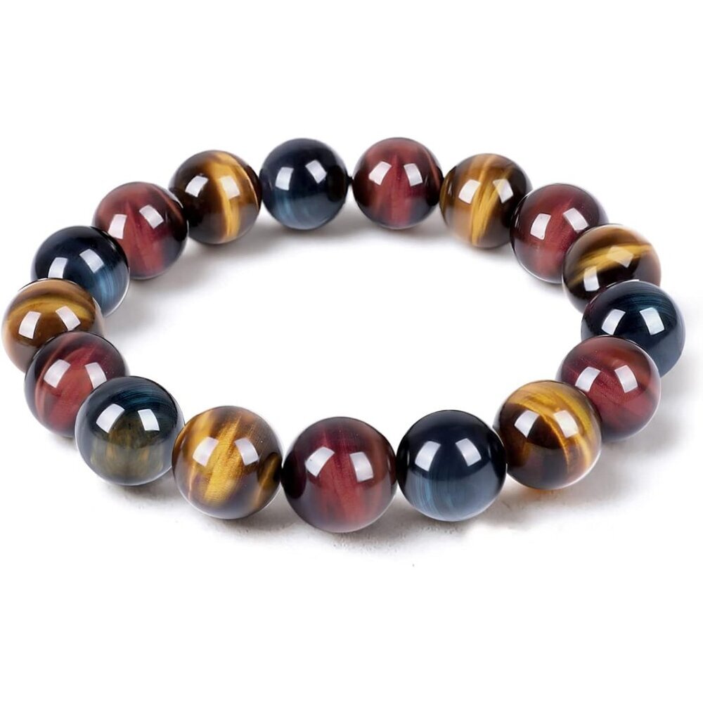 Handcrafted Tiger Eye Triple Protection Bracelet - Chakra Balancing Energy